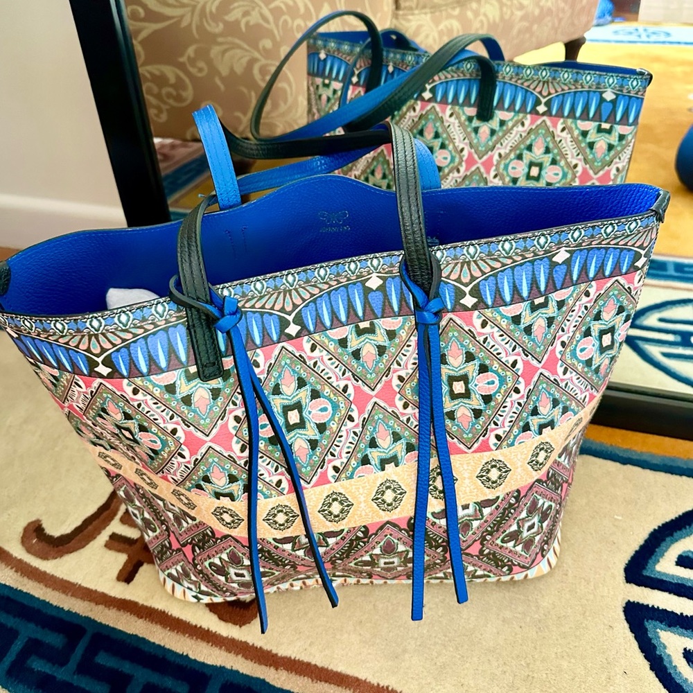 NWT Johnny Was Printed Leather Tote